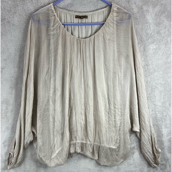 PIAZZA ROMA Made in Italy 100% Silk Blouse Sz XS Top Sheer Silk Overlay Summer - Picture 1 of 16